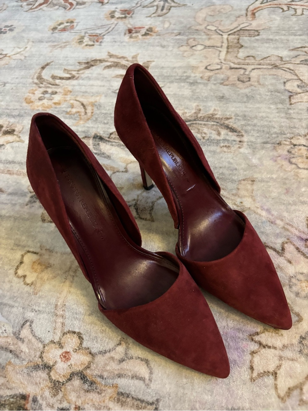 Banana Republic Burgundy Pointed-Toe Suede Heels